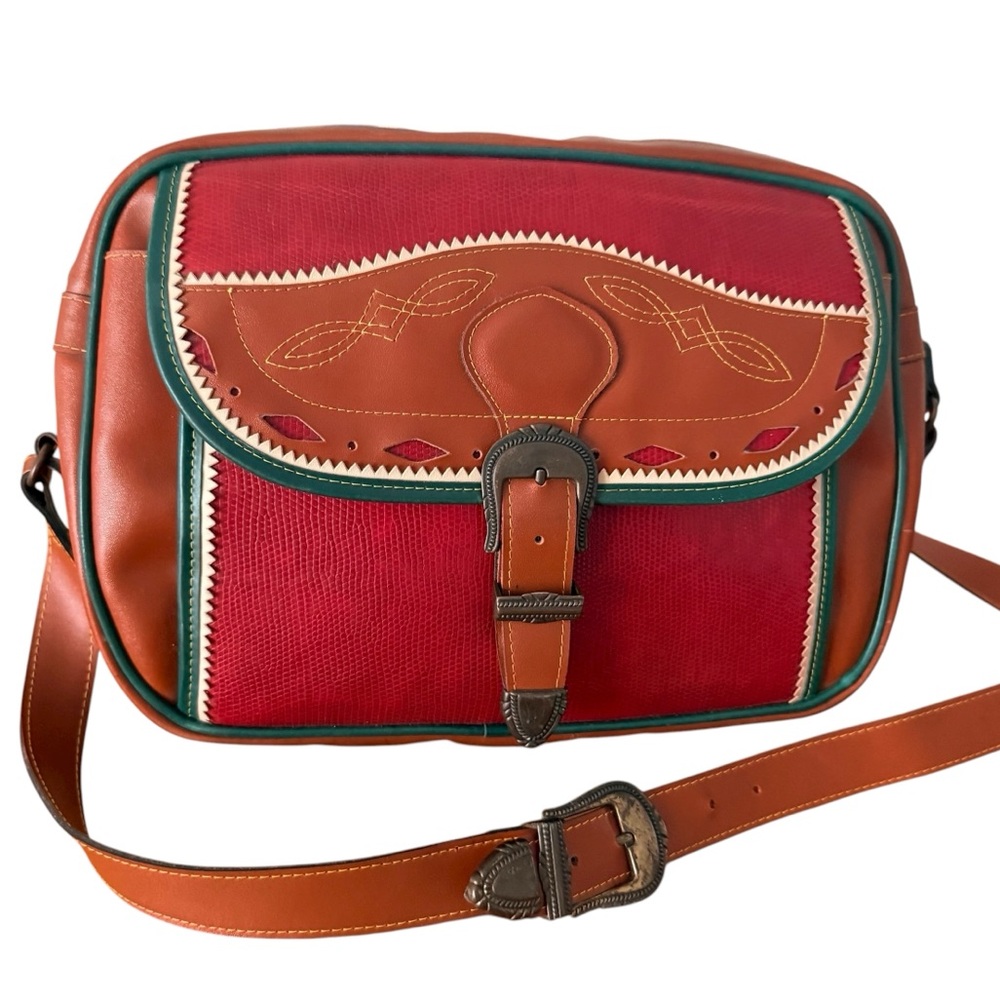 Western Buckle Embroidered Crossbody by Raquel Woof Vintage Crossbody Zip Close